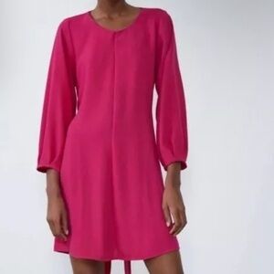 Zara Pink Flowy Tie Waist dress